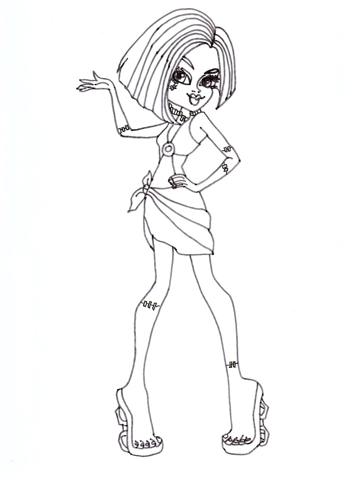 Top Model Monster High Coloring Pages: Frankie Skull Shores Coloring