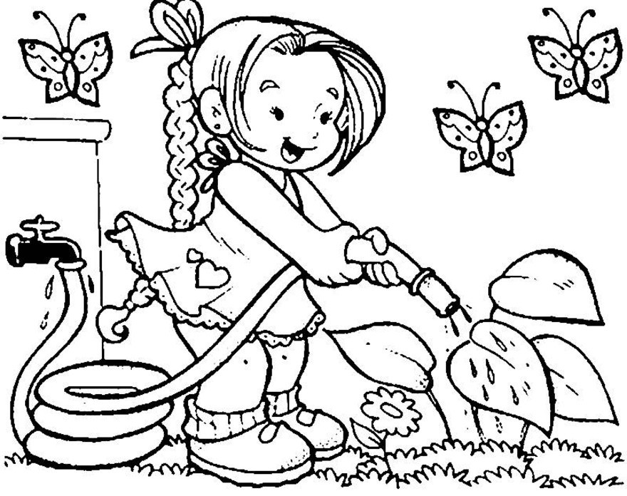 spring coloring pages little girl