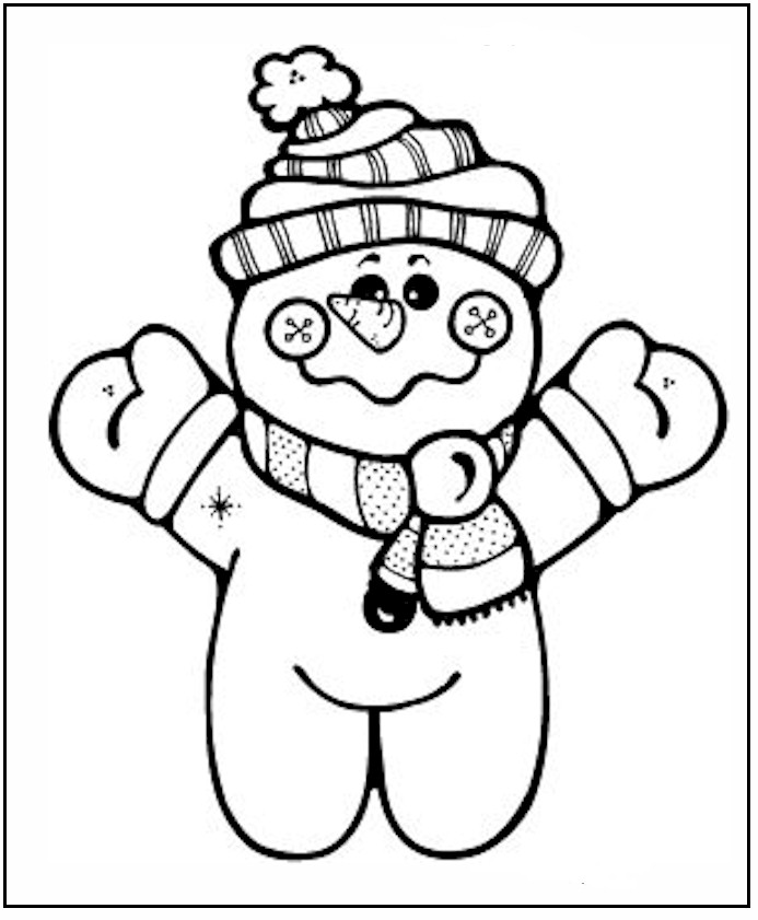 Snowman Winter Coloring Pages Kids Barbie