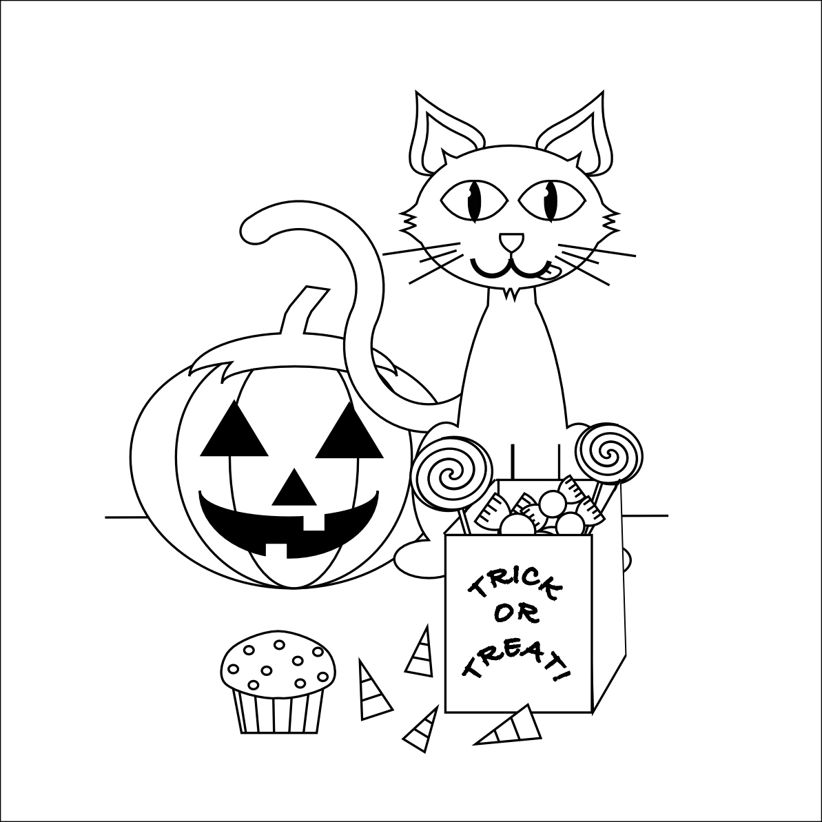 Cute Cat Halloween Coloring Pages Free Printable Coloring ...