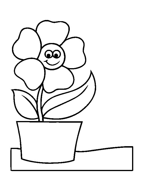 Flower in Pot For Little Children Coloring Pages