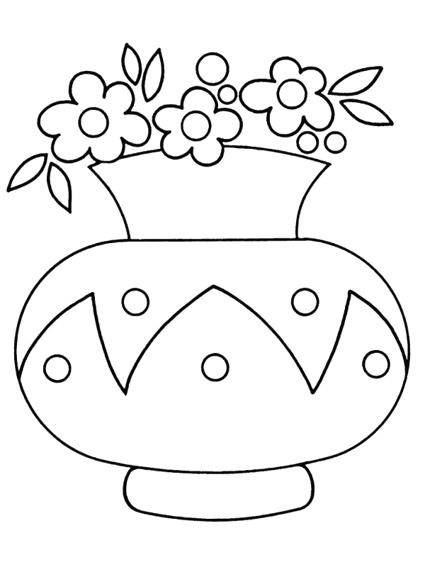 Flower Vase For Little Children Coloring Pages