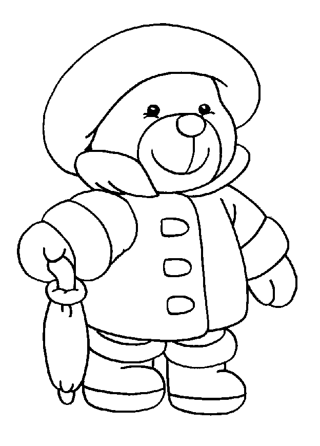 Bear Wearing Coat For Little Children Coloring Pages