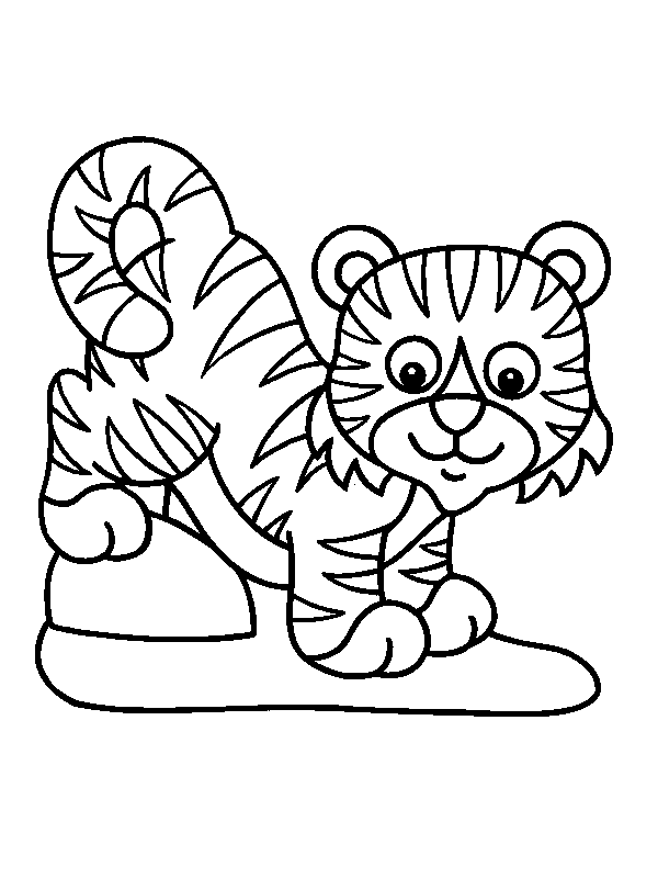 Baby Tiger For Little Children Coloring Pages