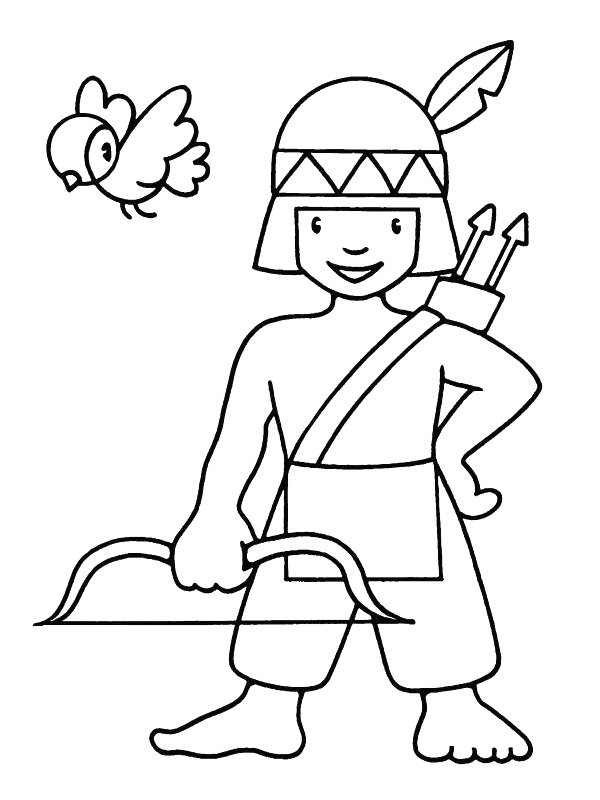 Little Indian Boy For Little Children Coloring Pages