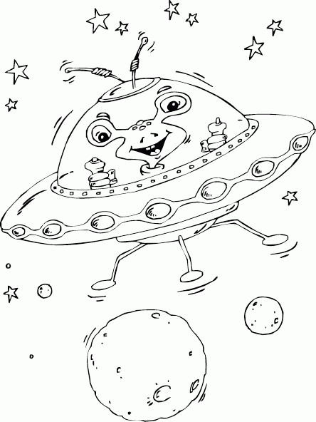 alien flying saucer Coloring Pages