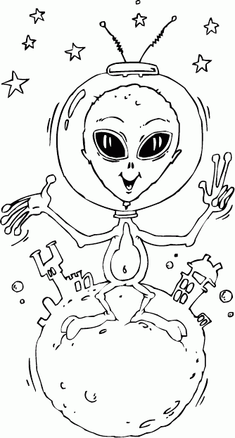 aliens come in peace Coloring Pages
