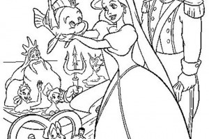 Ariel Princess and Animals Friends Coloring Pages For Kids