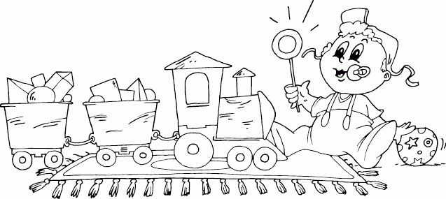 baby watching toy train Coloring Pages