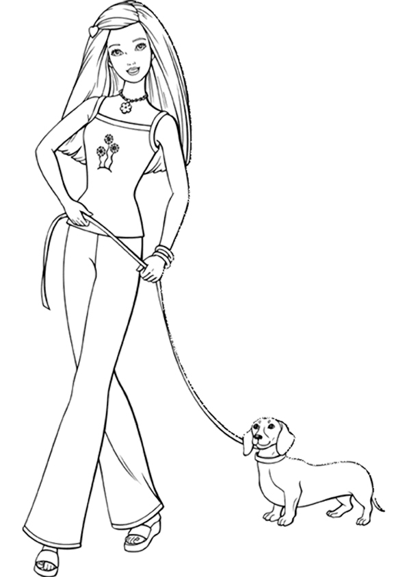  Barbie and Pet Coloring Pages