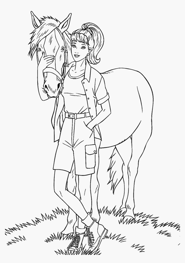  Barbie With Horse Coloring Pages