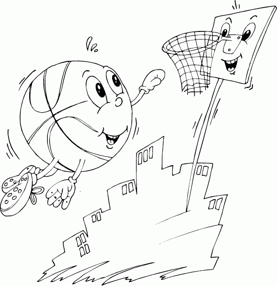 basketball in mid-air Coloring Pages