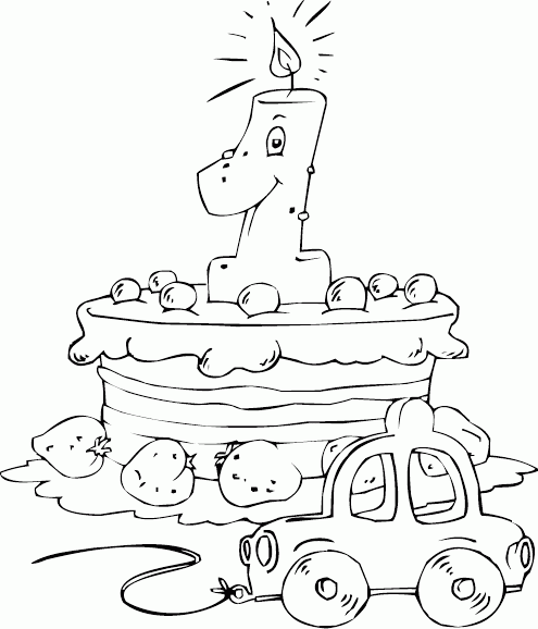 birthday cake age 1 Coloring Pages