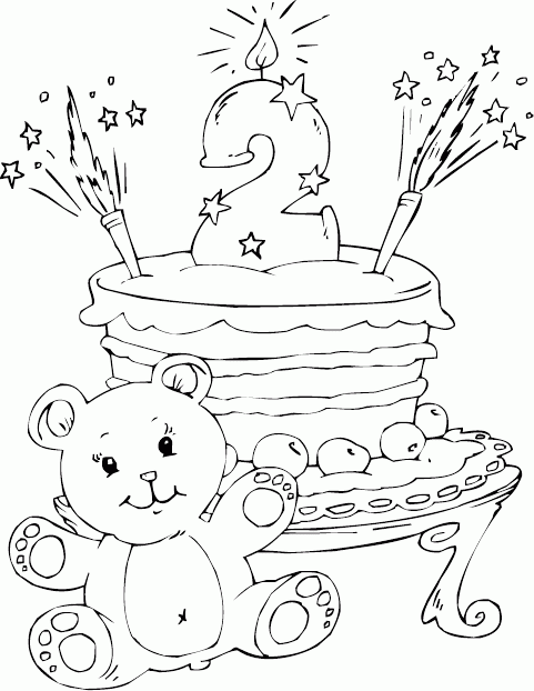 birthday cake age 2 Coloring Pages