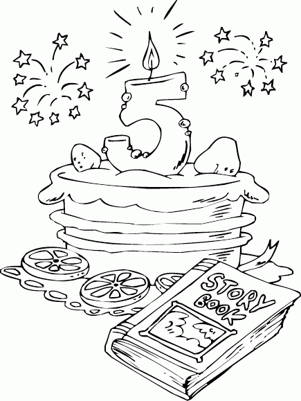 birthday cake age 5 Coloring Pages