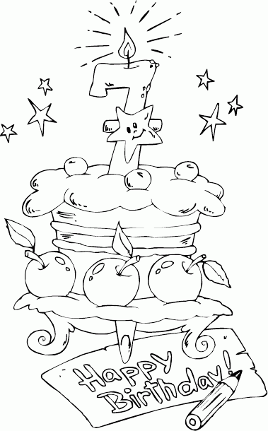 birthday cake age 7 Coloring Pages