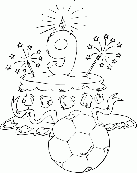 birthday cake age 9 Coloring Pages