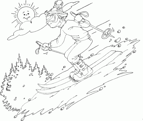 boy downhill skiing Coloring Pages