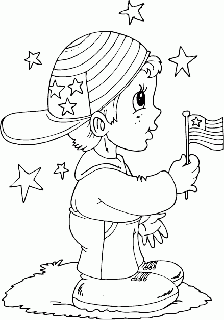 boy holding flag Coloring Pages