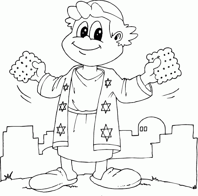 boy holding matzos Coloring Pages