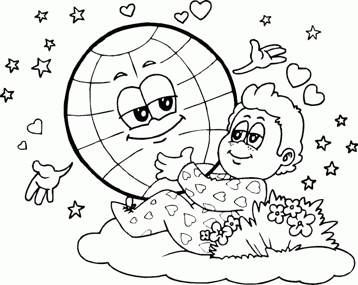 boy loves the earth Coloring Pages