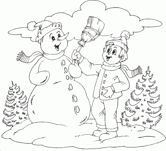 bow with snowman Coloring Pages