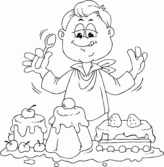 boyeatingcake Coloring Pages