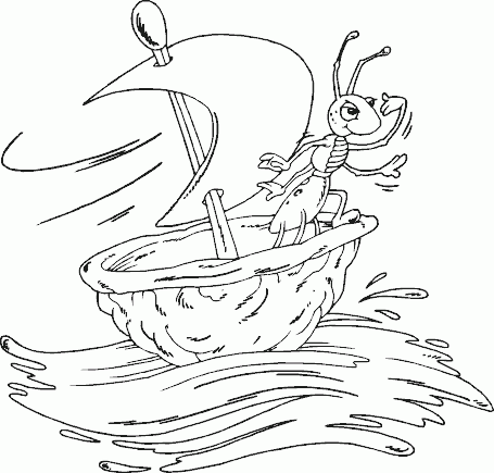 bug in nutshell boat Coloring Pages