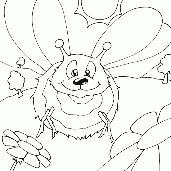 bumble bee buzzing flowers Coloring Pages