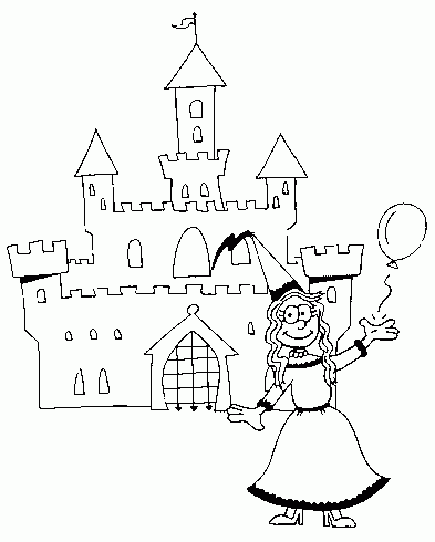 castle and princess Coloring Pages