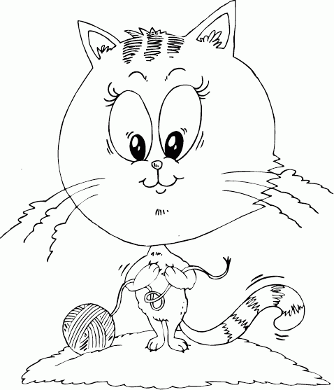 cat with big head Coloring Pages