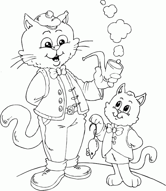 cat dad and son Coloring Pages