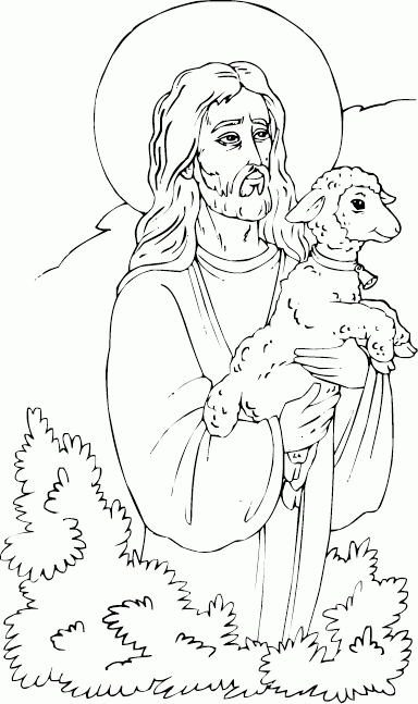 Christ with lamb Coloring Pages