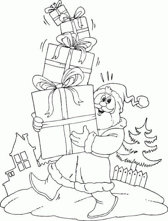 santa carrying presents Coloring Pages