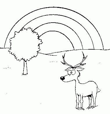 deer and rainbow Coloring Pages