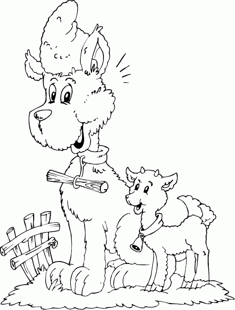 dog with farm friend Coloring Pages