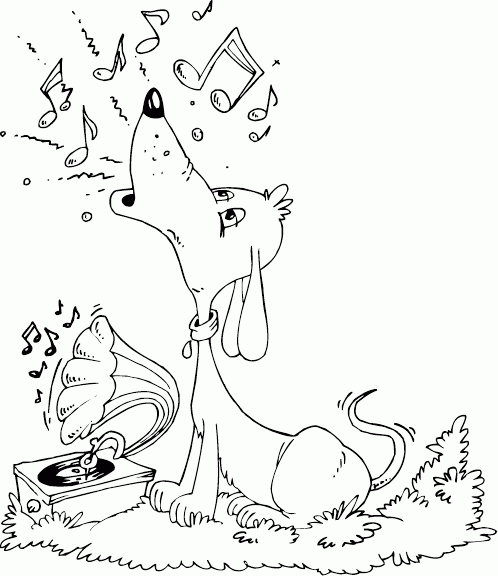 dog howling to music Coloring Pages