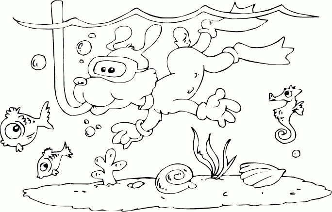 dog snorkeling Coloring Pages