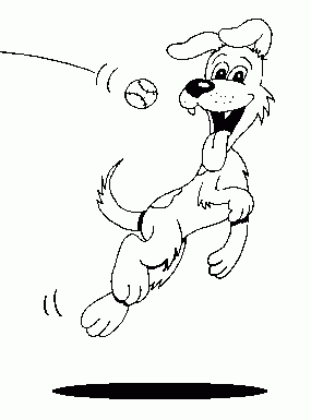dog catching Coloring Pages