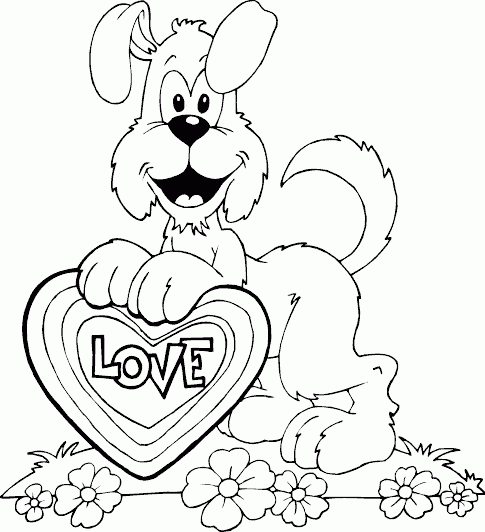 dog with heart Coloring Pages