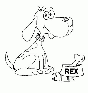 dog with dish Coloring Pages
