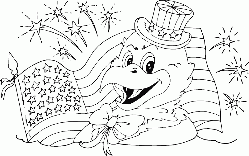 eagle head and flag Coloring Pages