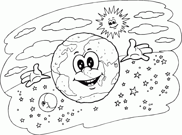 earth, sun, and moon Coloring Pages