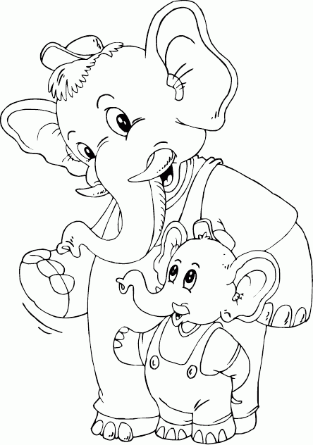 elephant dad and son Coloring Pages