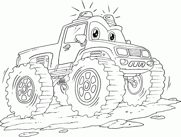 emergency monster truck Coloring Pages