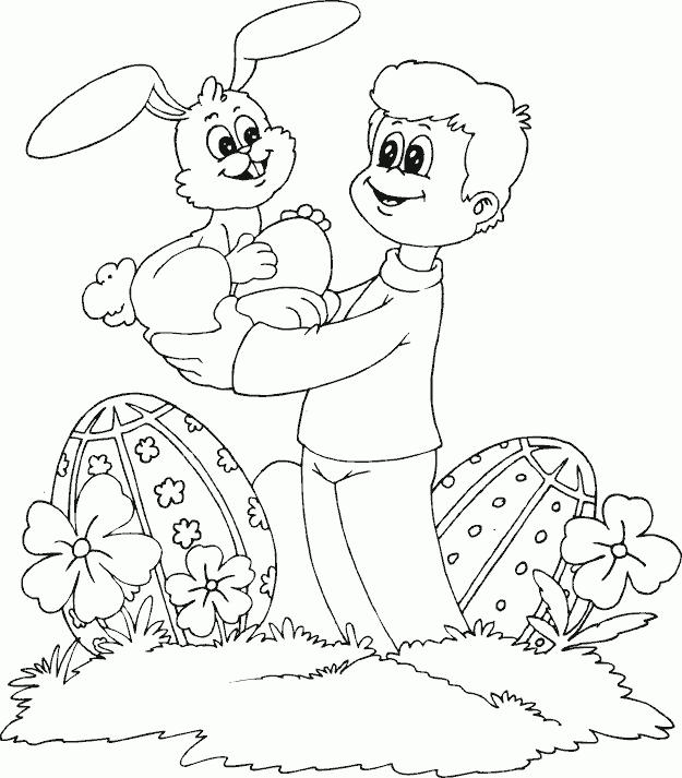 boy finds bunny Coloring Pages