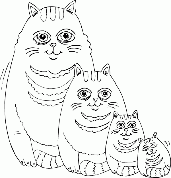 fat cat family Coloring Pages