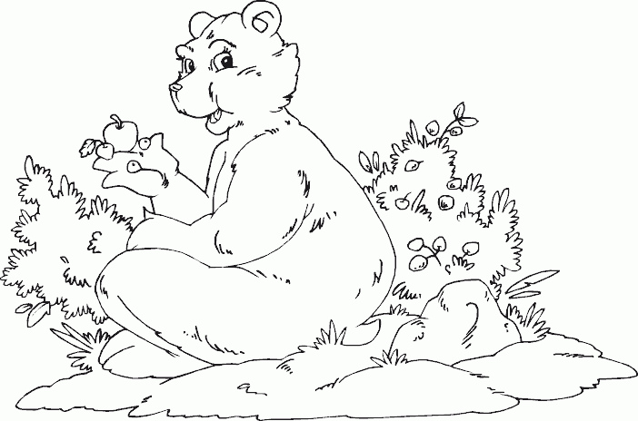 female bear with fruit Coloring Pages