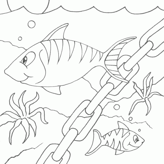 fish and chain Coloring Pages