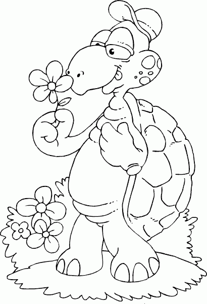 turtle with flower Coloring Pages